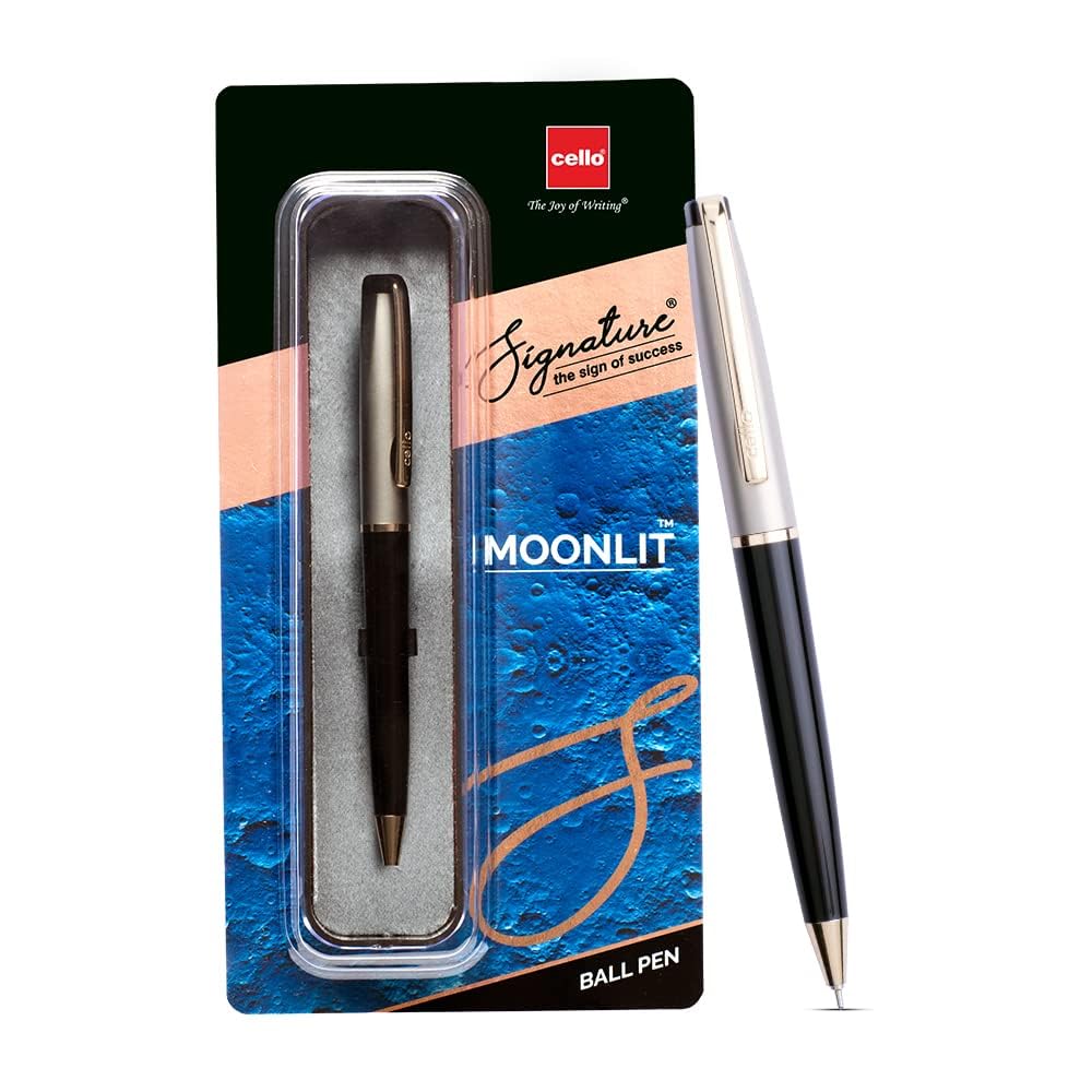 Cello Signature Moonlit Ball Pen Blue Ink 0.7mm Fine Tip 1 Pack Premium Metal Pen for Office and Gift Use