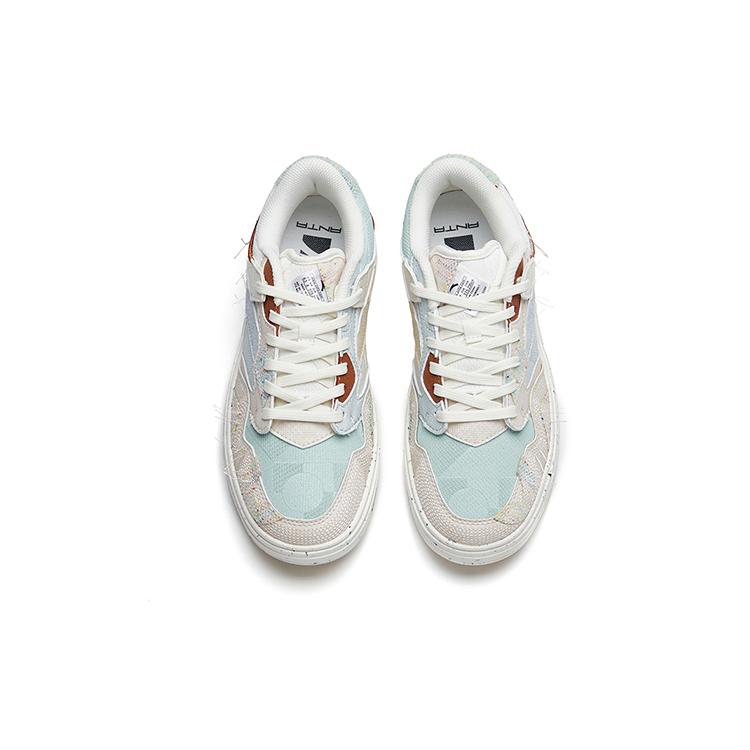 Anta Abrasion Resistant Low top Skateboard Shoes Women's Beige Blue 122218050S-1