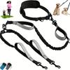 2in1 Reflective Double Dog Leash 2 Dogs With Padded Handle, No Pull Dog Running Leash Training Hiking Leash Medium And Large Dog