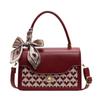 Red bag women's 2025 new fashion high sense foreign style portable messenger small square bag wedding bride bag wedding bag