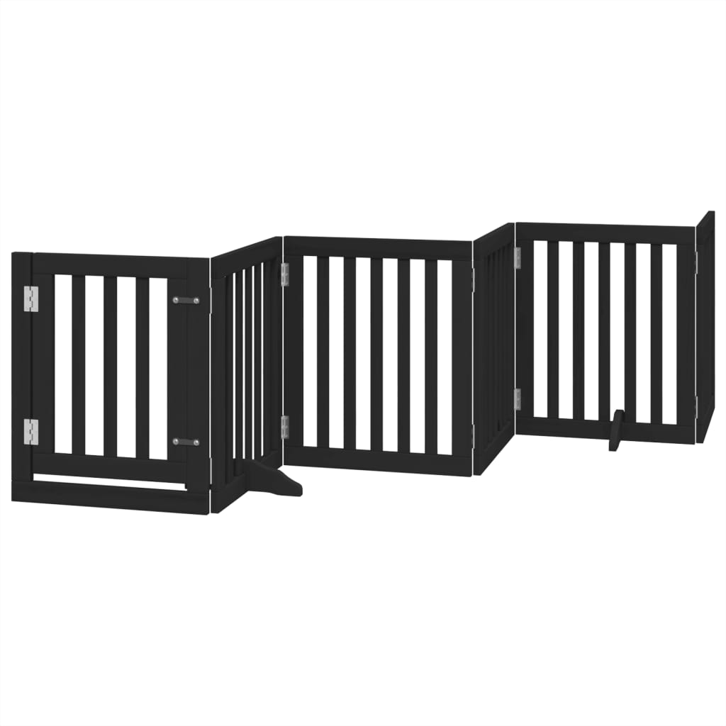 Vidaxl Składana Bramka Dla Psa, Z Drzwiami, 6 Paneli, Czarna, 300 Cm