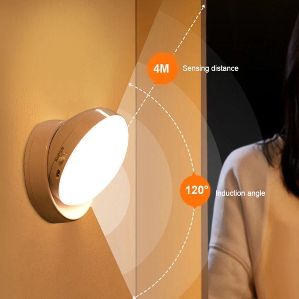 360 Rotated LED Night Light Intelligent Human Induction Cabinet Light Bedroom Closet Wardrobe