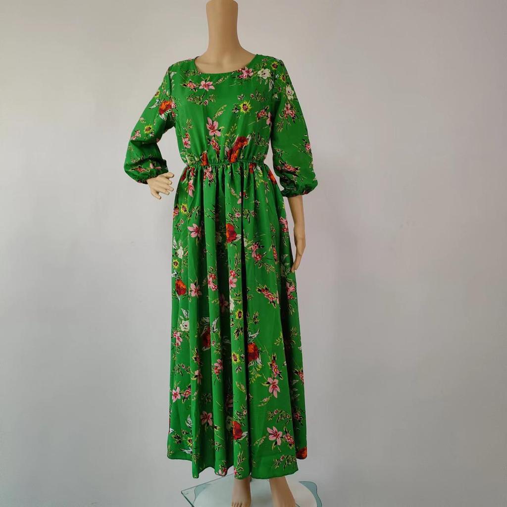 Европейское и американское женское шифоновое платье с принтом и расклешенной юбкой со скидками за количество