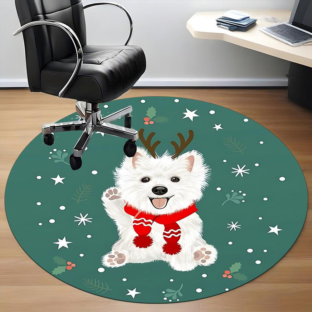 1pc Christmas Dog Chair Carpet for Office, Non slip, Soft and Durable Office Rug for Interior Decoration