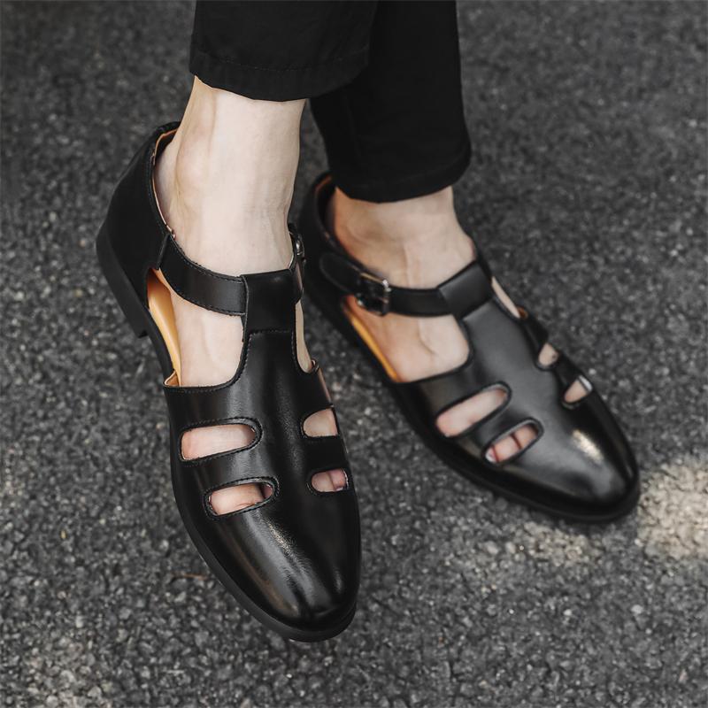 Модные летние мужские сандалии Модный минималистичный дышащий стиль Отдых на природе Вечеринка Повседневная офисная молодежная римская обувь Размер-46