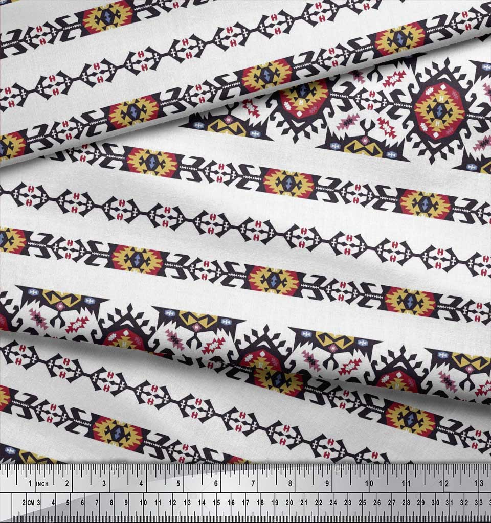 Soimoi Японская креп-сатиновая ткань Ацтекская юго-западная печатная ткань 1 метр 42 дюйма