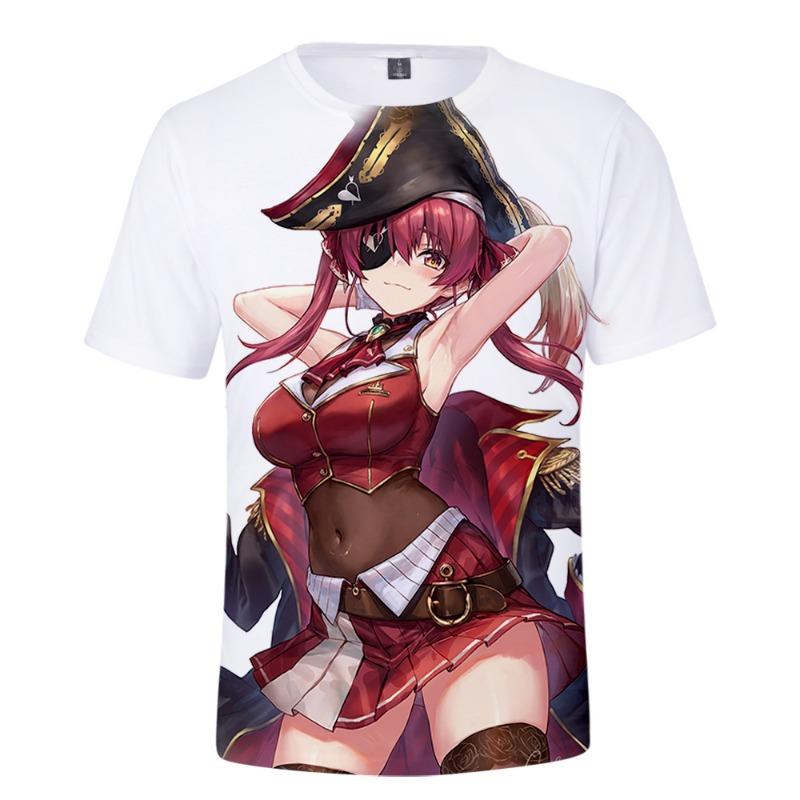 BSLNXNMA HOLOLIVE VTuber Houshou Marine 3D Печать Весна Лето Преппи Мужская/Женская Уличная Одежда Футболка Streetwear Кавайный стиль