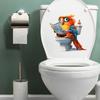 Owl Reading Newspapers Bathroom Toilet and Toilet Stickers for Beautification and Decoration