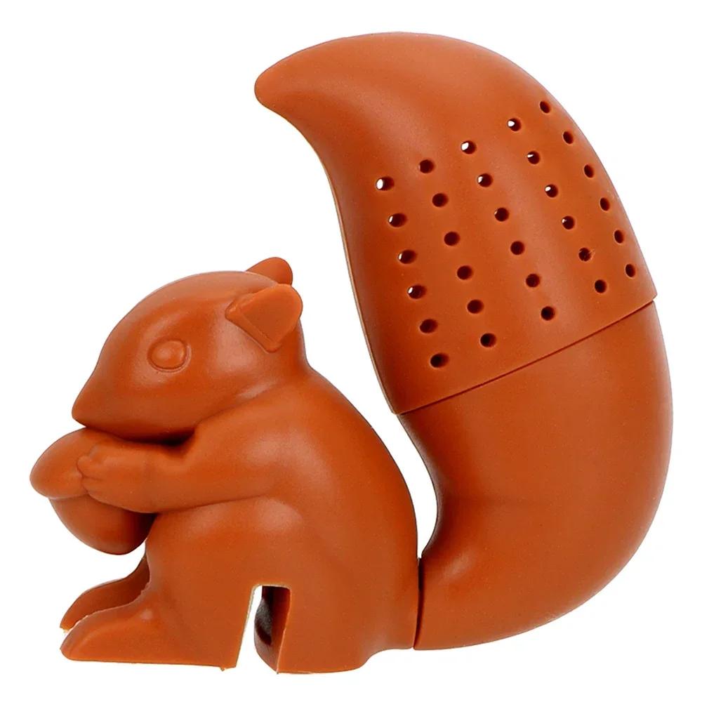Silicone Tea Strainer Cute Squirrel Shape Tea Infuser Reusable Herbal Spice Filter Brewing Tea Device Kitchen Teapot Accessories