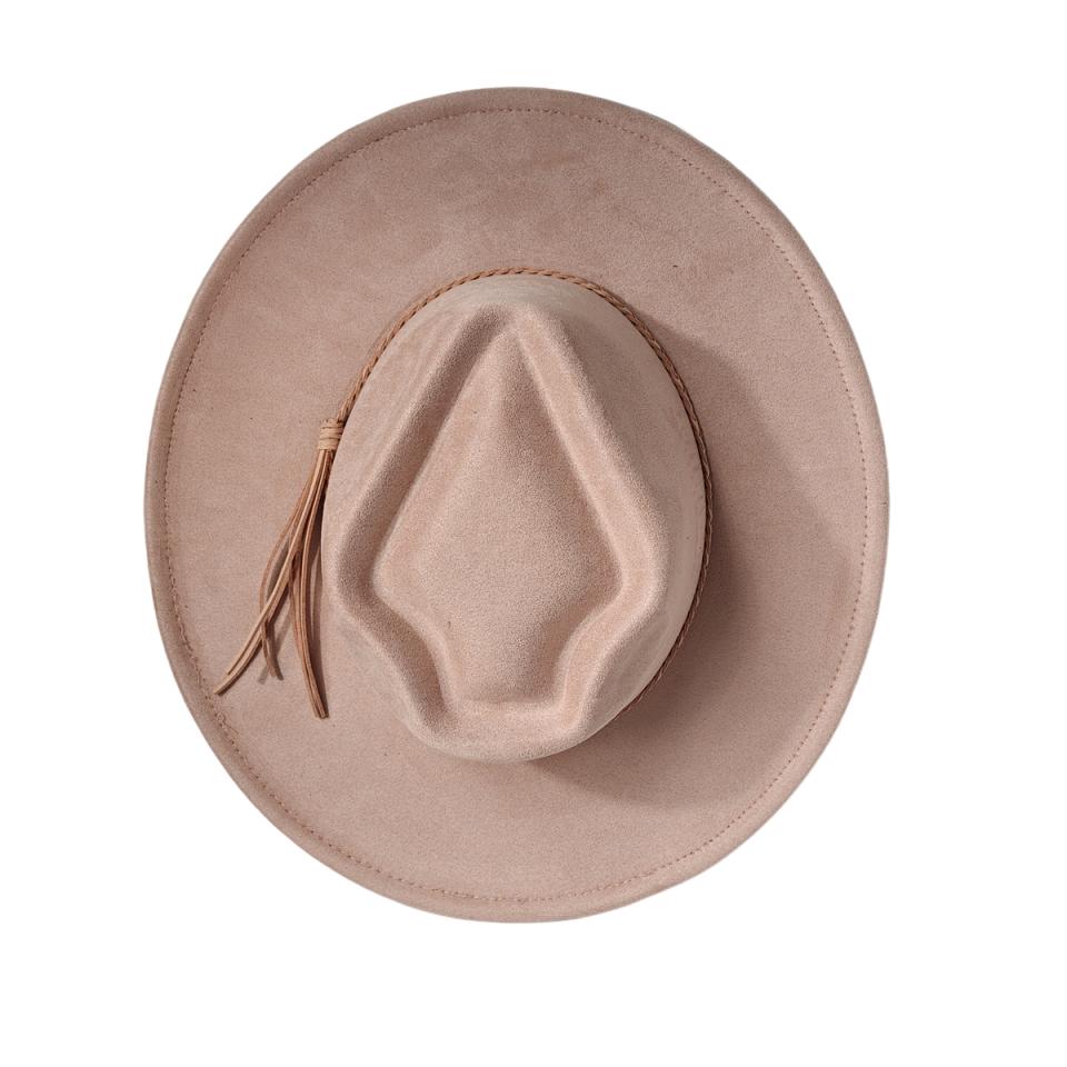 Retro Arrow Top Vegan Suede Hat 9Cm Wide Brim Fedora Hat For Women Men Bohemian Style Panama Hat Rancher Hat