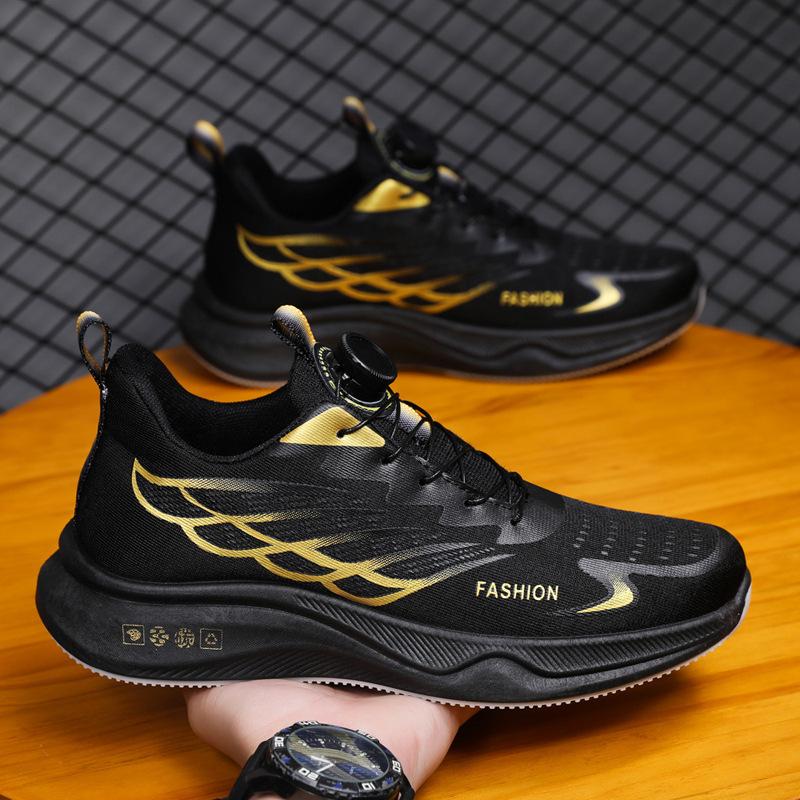 Rotary Buckle Sneakers Men's Platform 2025 New Breathable Mesh Running Shoes Anti-skid Youth Casual Shoes