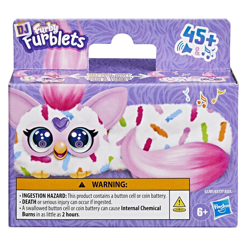 Hasbro Furby DJ Furblets Berry Cupcake Mini Friend, Furby-speaking Only, Motorized Plush Toy with Expandable Body, Sounds and Music, for Ages 6 and