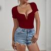 Женский новый комбинезон с глубоким V-образным вырезом и короткими рукавами, сексуальный обтягивающий комбинезон