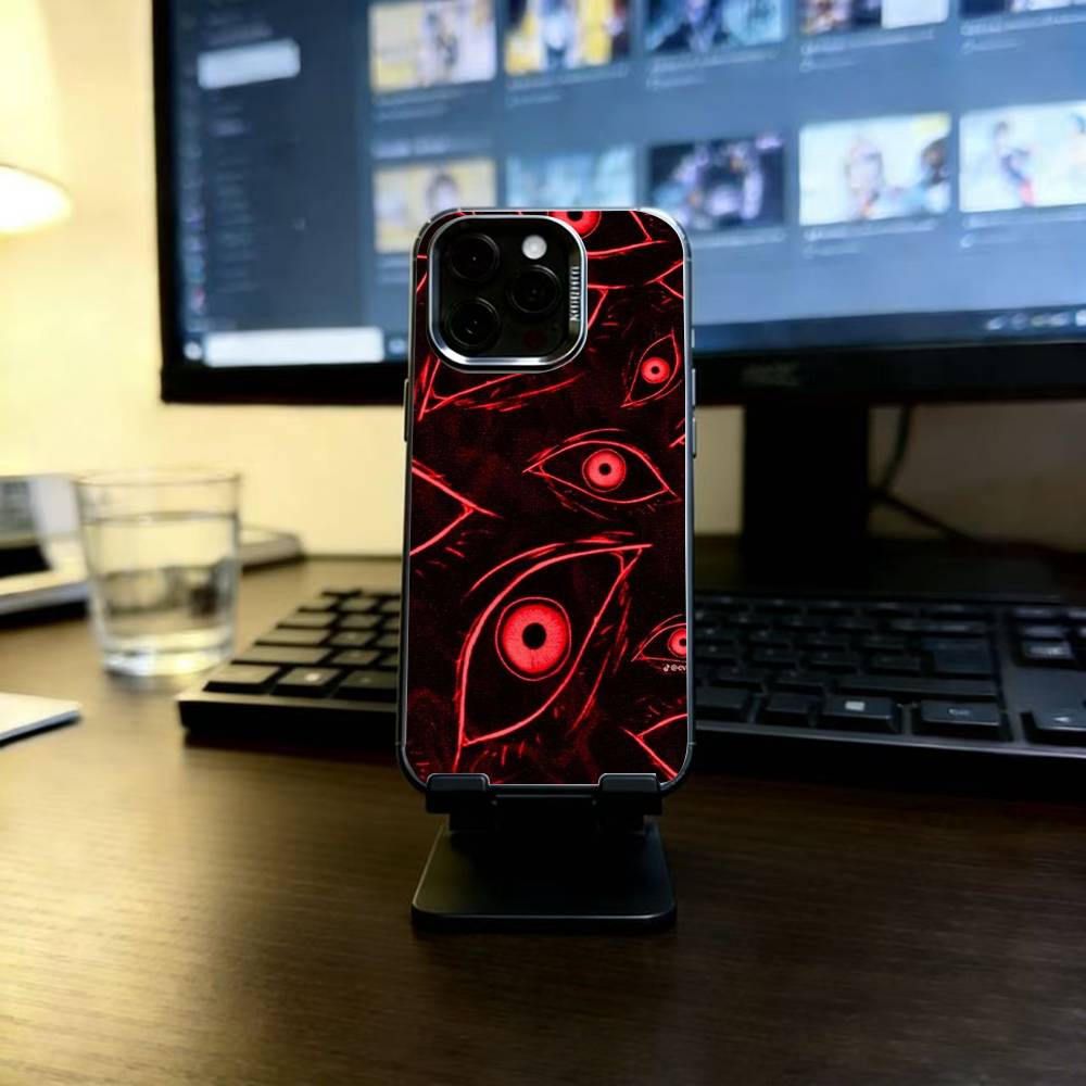 Жуткий Страшный Красный Глаз Лицо Чехол для Телефона Для iPhone 17,16,15,14,13,12,11 Plus,Pro Max,XS,Красочный Серебристый Черный Чехол