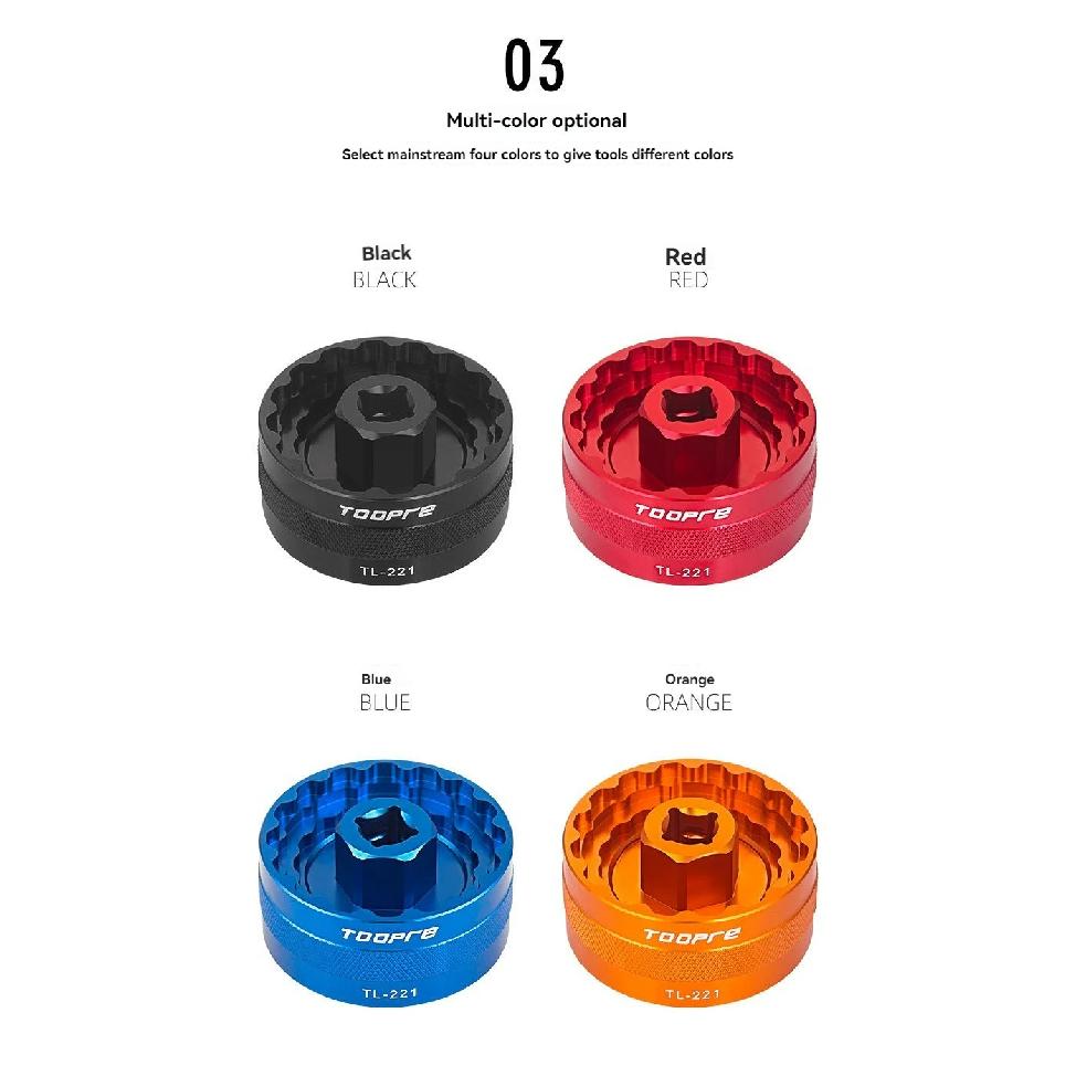 TOOPRE TL-221 Bike Bottom Bracket Tool 5 in 1, 44mm BB Tool for Shimano SRAM FSA Lightweight CNC Aluminum BSA Crank Removal Tool