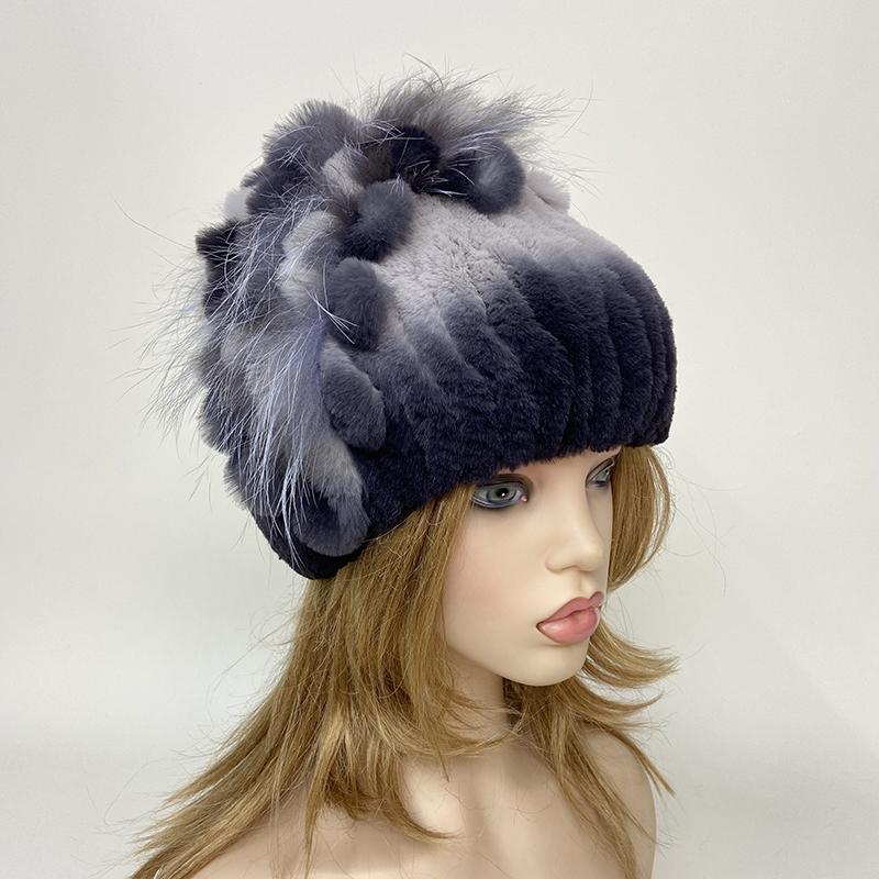 Новая роскошная женская меховая шапка на зиму, ручная работа, шапка из натурального меха кролика рекс, лисы, пушистый женский меховой головной убор, брендовые теплые шапки, шапка