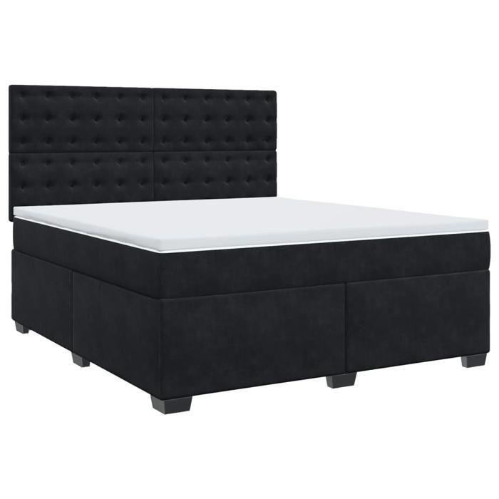 Maison Exclusive - Sommier à lattes de lit avec matelas Noir 180x200 cm Velours