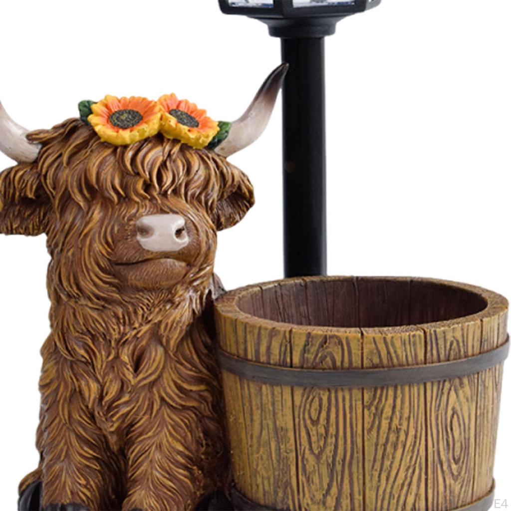 Аксессуар статуя коровы с солнечными фонарями полимерная фигурка современное украшение скульптура животного для газона