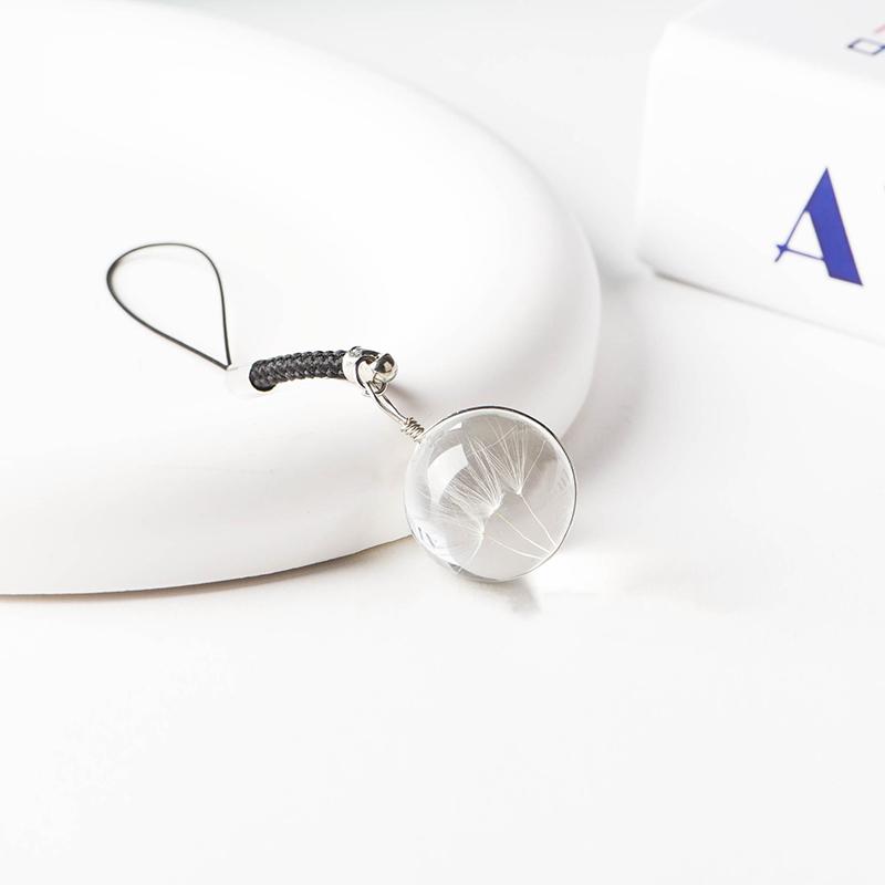 Зеленый счастливый четырехлистный клевер брелок креативный сухой цветок стеклянный кулон телефон шнурок автомобильный ключ украшения аксессуары подарки для девочек