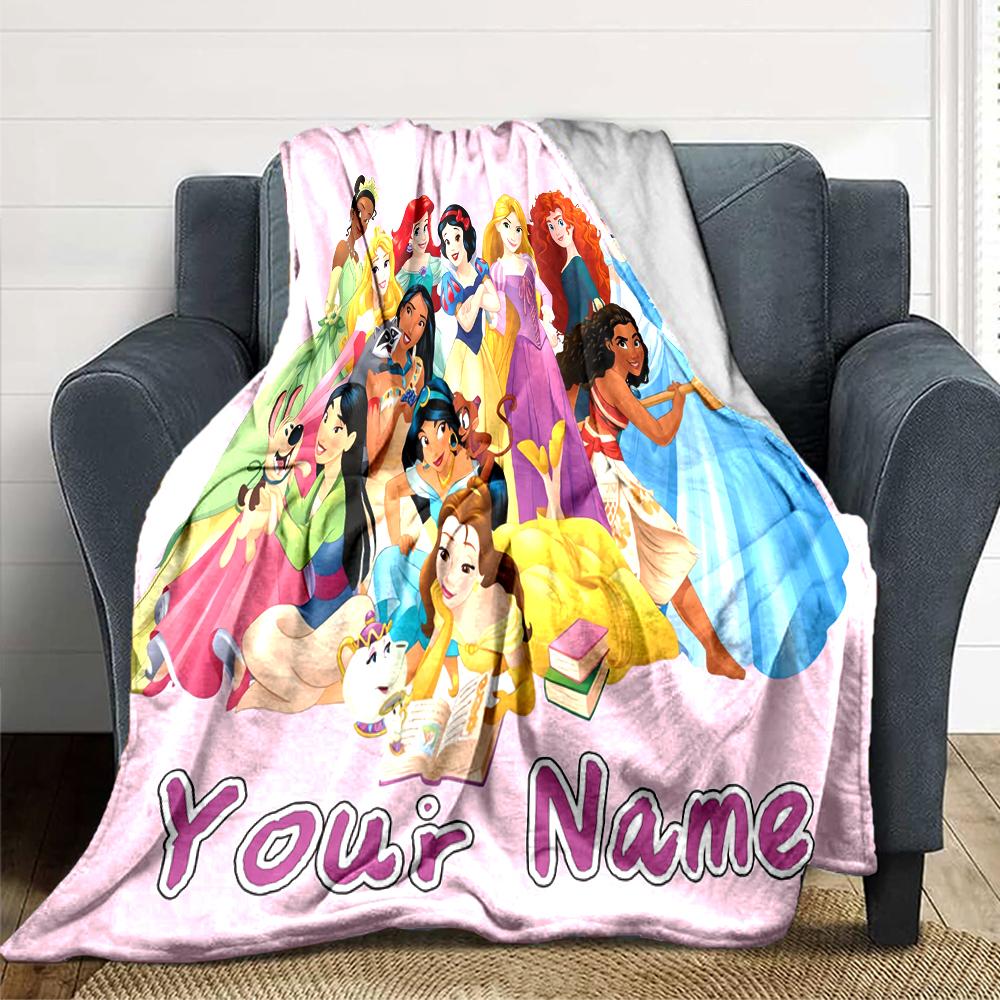Custom Name Princesses Together blanket for Couch & Bed, Plush Cozy Fuzzy Blanket Super Soft & Warm Blankets for Fall and Winter. 0908120
