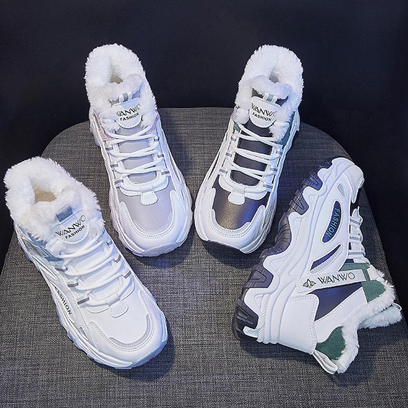 Женские повседневные кроссовки, нескользящие, удобные, спортивная обувь, женская зимняя обувь на открытом воздухе, вулканизированная обувь, женские флисовые кроссовки для ходьбы