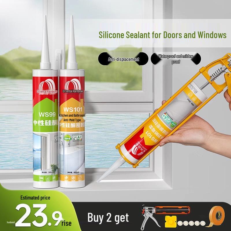 Yuhong Transparent Anti-Mold Waterproof Silicone Sealant for Kitchen, Bathroom, Window, Door, and Toilet.
