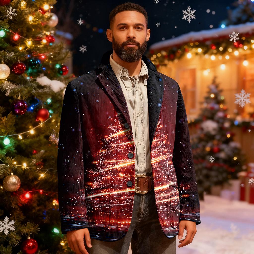 Мужской уродливый рождественский вельветовый теплый карманный пиджак-кардиган, мужской повседневный костюм