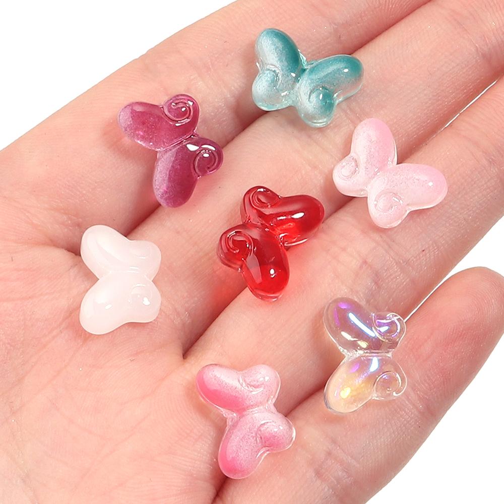 50pcs 10x15mm Glazed Lampwork Beads Colored Butterfly Shape Loose Glass Bead For Jewelry Making DIY Earring Necklace Accessories