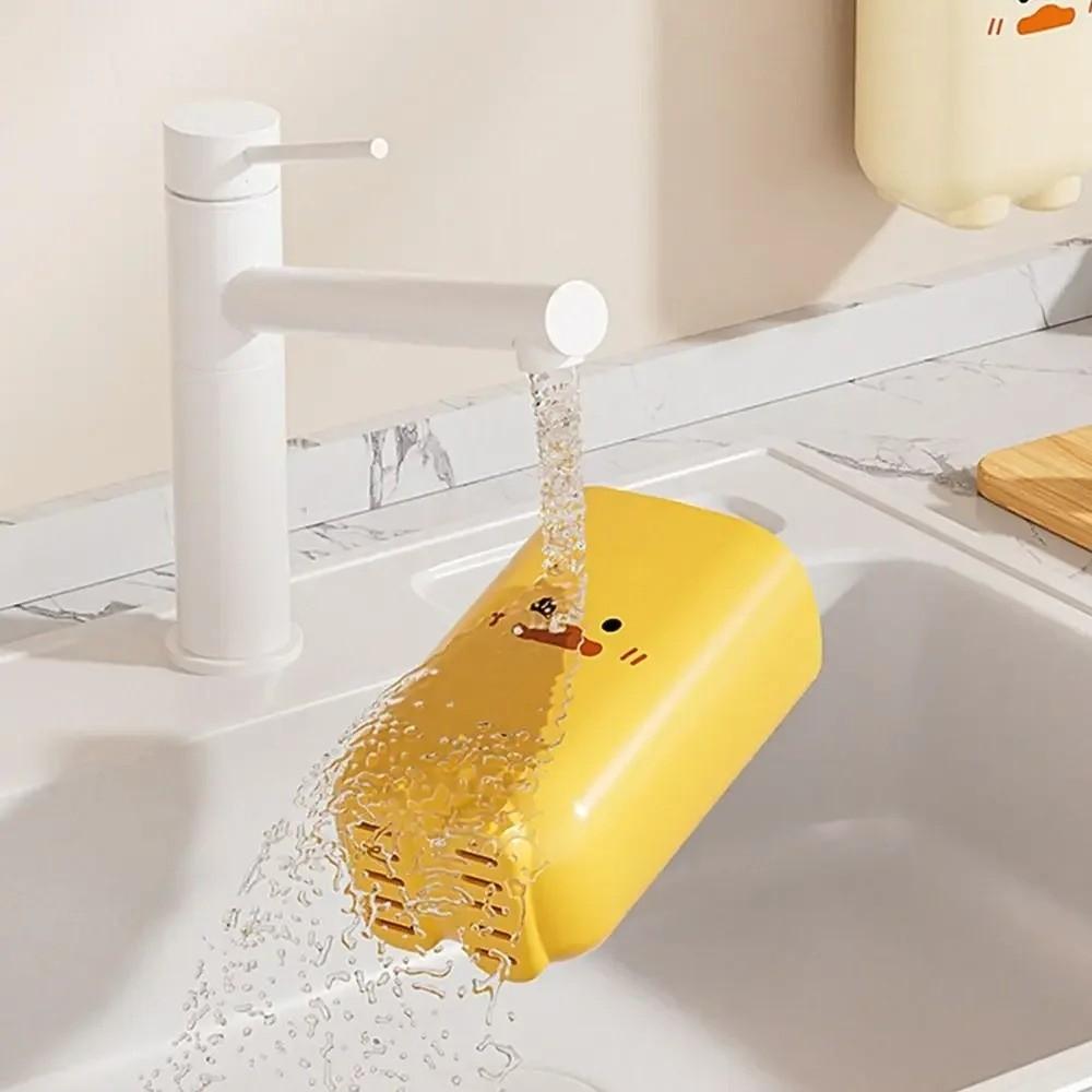 Cartoon Duck Chopstick Cage Wall-mounted Storage Rack Household Drain Rack Tableware Organizer