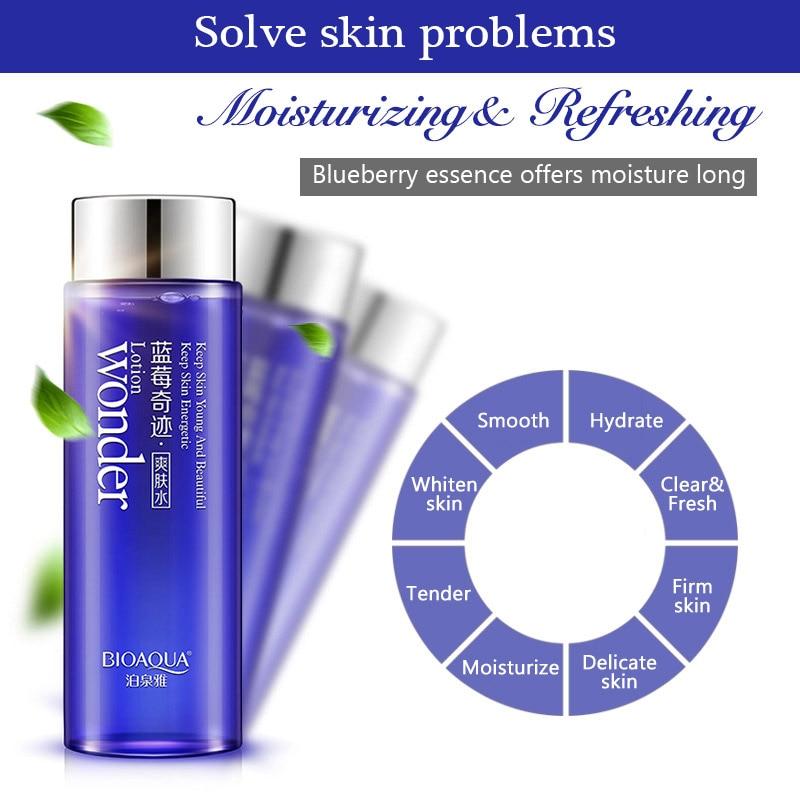 Bioaqua Тоник для лица Blueberry Miracle Glow Wonder, гладкий тоник для лица, лосьон для контроля масла, увлажняющий уход за кожей