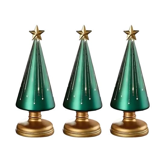 1/3Pcs Christmas Tree Decor with LED Light Built-in Timer Gradient Xmas Tree Sculptures Festive Home Decor