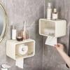 Wall Mounted Transparent Waterproof Tissue Box for Toilet Dormitory Bathroom Roll Paper Face Towel Storage Organizer