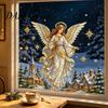 Reusable Holiday Window Clings Christmas Stickers, Winter Decorations, Festive Art with Xmas Tree Wonderland Decor Snowman Angel Patterns for