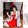 Косплей святыни Красный Белый x Красный Демон Лисица святыни Цельный японский стиль кимоно Лолита оборка повседневный костюм на Хэллоуин милый костюм
