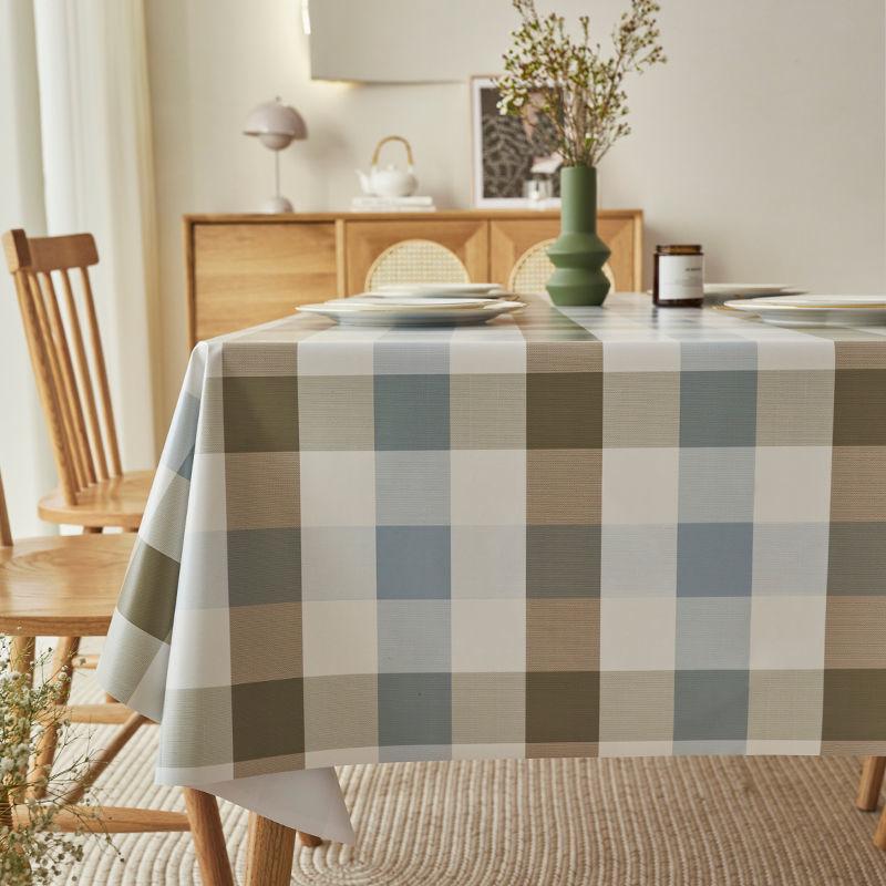 PVC Fresh Countryside Table Fabric Checkered Printed Picnic Mat Dining Desk Pad Home Washfree Rectangular Tablecloth