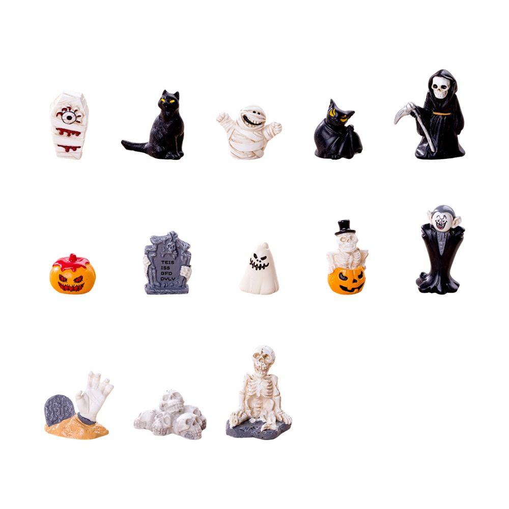 10PCS Horror Style Halloween Pumpkin Decor Mini Size Micro Landscape Miniatures Home Decoration