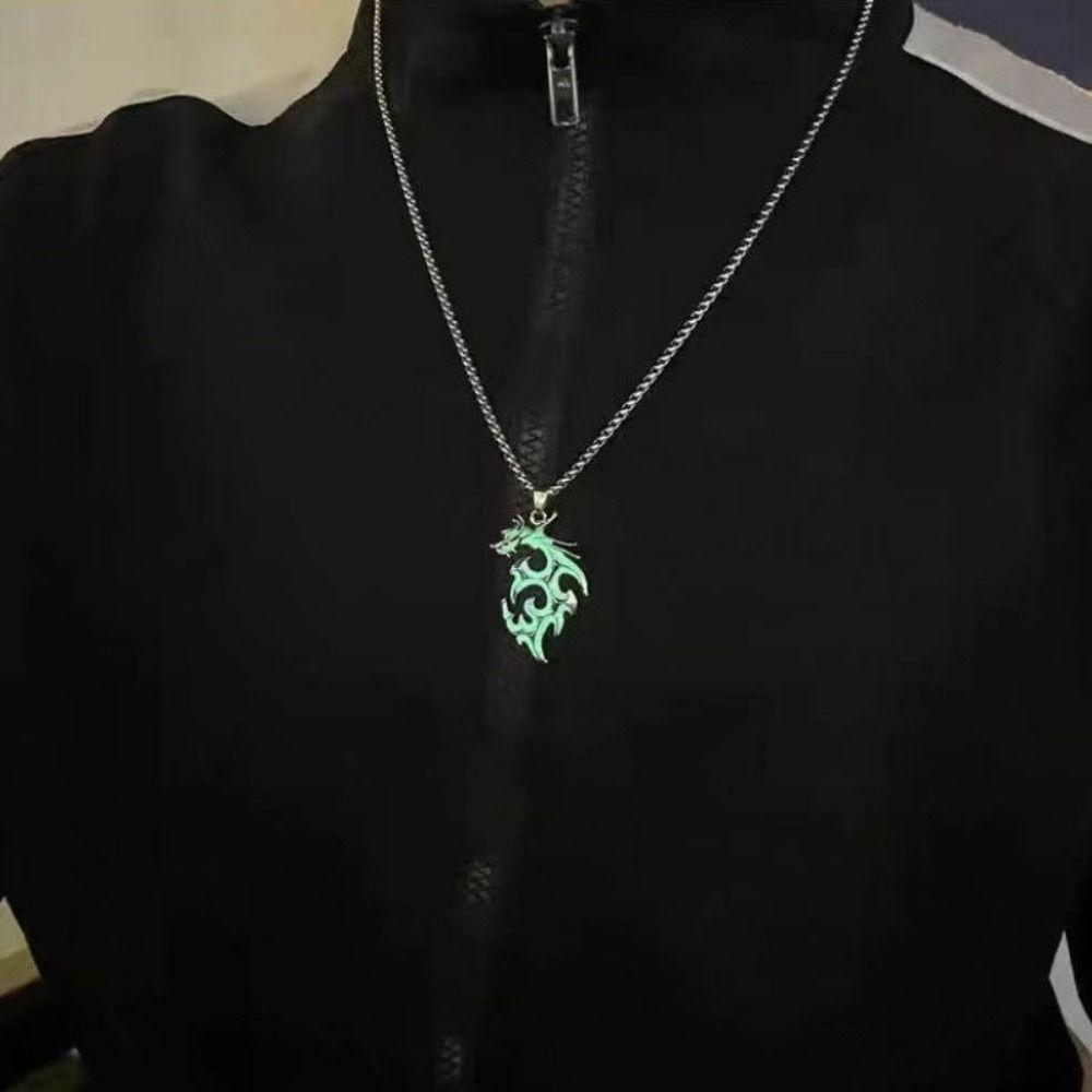 Светящееся в темноте ожерелье с подвеской в виде дракона, лунный камень, светящееся ожерелье для мужчин и мальчиков