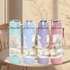1PC Winter Snow Tree Rabbit Forest Print 750ml Color Plastic Sports Water Bottle Leakproof Flip Straw Lid Suitable for Sports Office Home Use