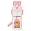 Children's Water Bottle, 480ml, Direct Drinking, Plastic, One-Touch Operation, Dishwasher Safe, Made In Japan, Kobito Zukan (Peach Butt) Design