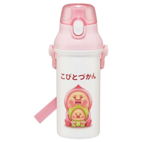 Skater Children's Water Bottle, 480ml, Direct Drinking, Plastic, One-Touch Operation, Dishwasher Safe, Made In Japan, Kobito Zukan (Peach Butt) Design