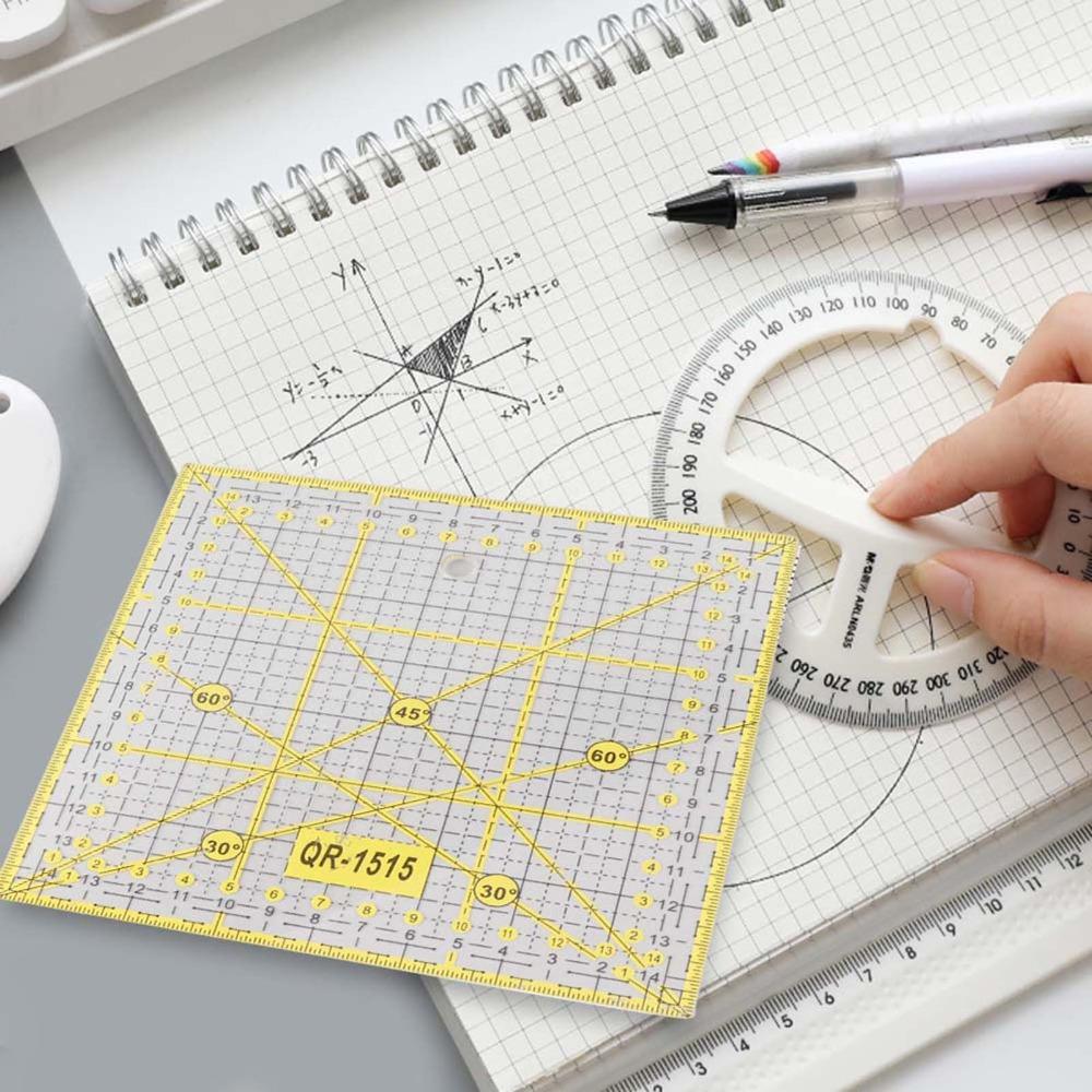 2pcs plastic Fabric Cutting Ruler 15cm x 15cm Quilting Tool Square Quilting Ruler For Sewing