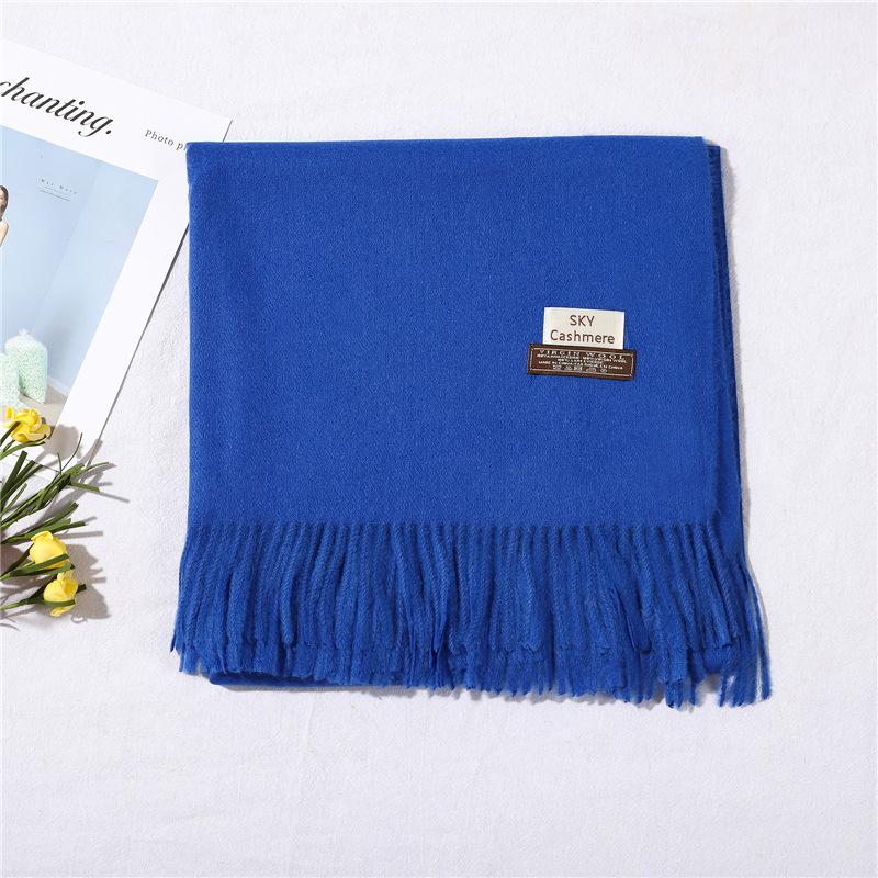 2024 Осень и зима Имитация кашемира Шарф Однотонный Модный Универсальный Теплый Шаль Шарф с Кисточками