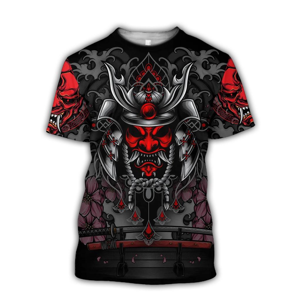 Летние модные мужские футболки с рисунком самурая, индивидуальные повседневные крутые трендовые футболки с принтом, большая быстросохнущая футболка с круглым вырезом, топ