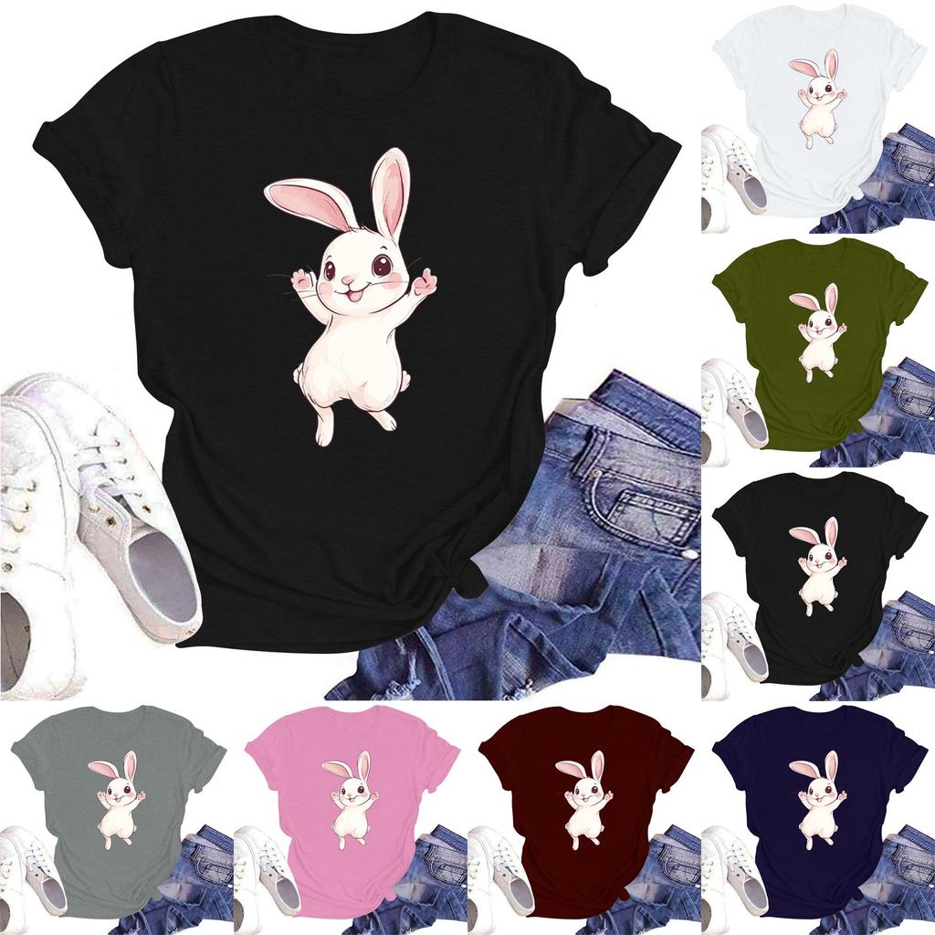 Women's Round Neck Casual Printed Short-sleeved T-shirt Top