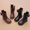 Winter Kids Shoes Boots for Girl Sweet Bowknot Princess Causal Cotton Boots Elegant Fashion Versatile Children Mid-Calf Boots