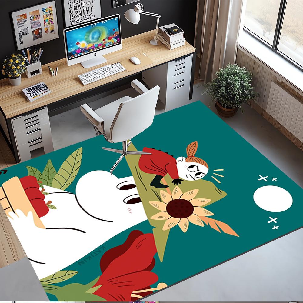 Moomin Printed Carpet,Rug,for Office Chair Living Room Bedroom Kitchen Room Decor Gifts.