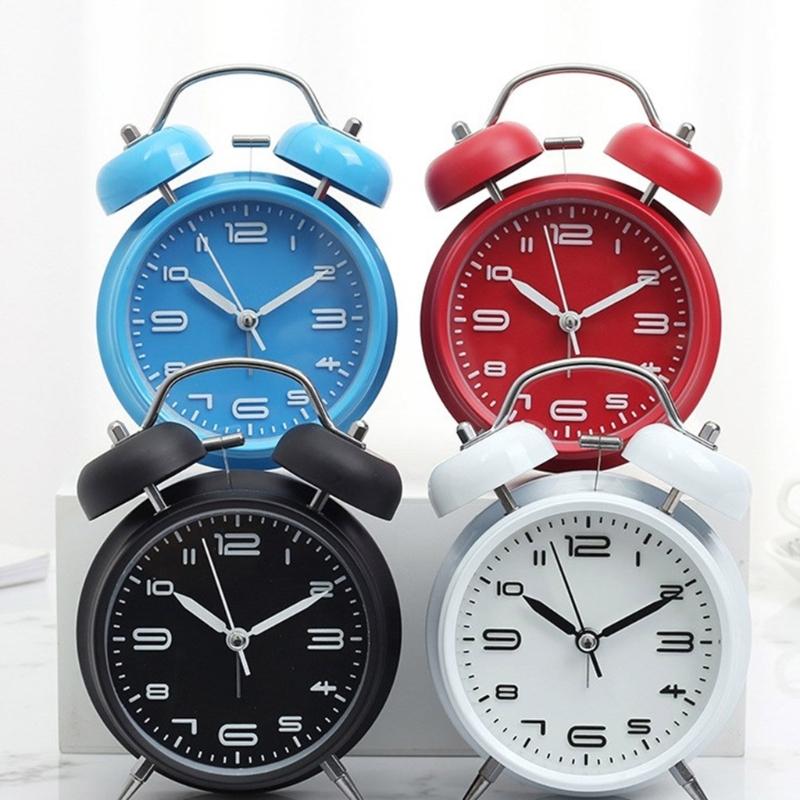 Alarm Clock, Noiseless Clock with Light and Noiseless for Heavy Sleepers 4.6" Analogue Alarm Clock
