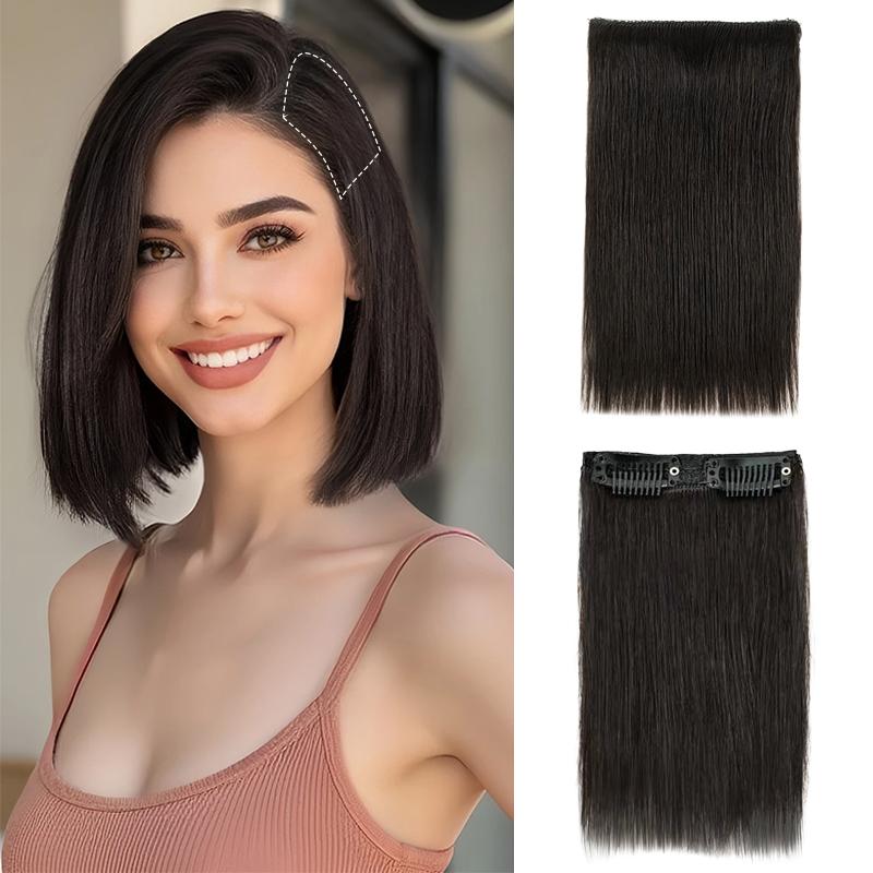 Синтетические короткие прямые изогнутые накладные волосы для наращивания на натуральные густые накладные волосы на заколках для женщин с редеющими волосами