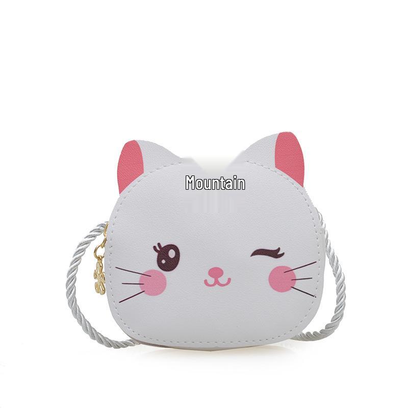 Cute Cartoon Kitten Color Block Kids' Crossbody Coin Purse and Shoulder Bag