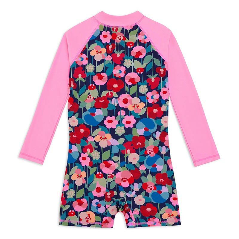 Детский цельный купальник с длинными рукавами и молнией спереди для детей от 4 до 12 лет. Купальник-боксер с дизайном